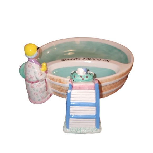 RARE Maxine by J. Wagner "No Double Dipping" Large Pool Themed Chip & Dip Bowl - Picture 6 of 12